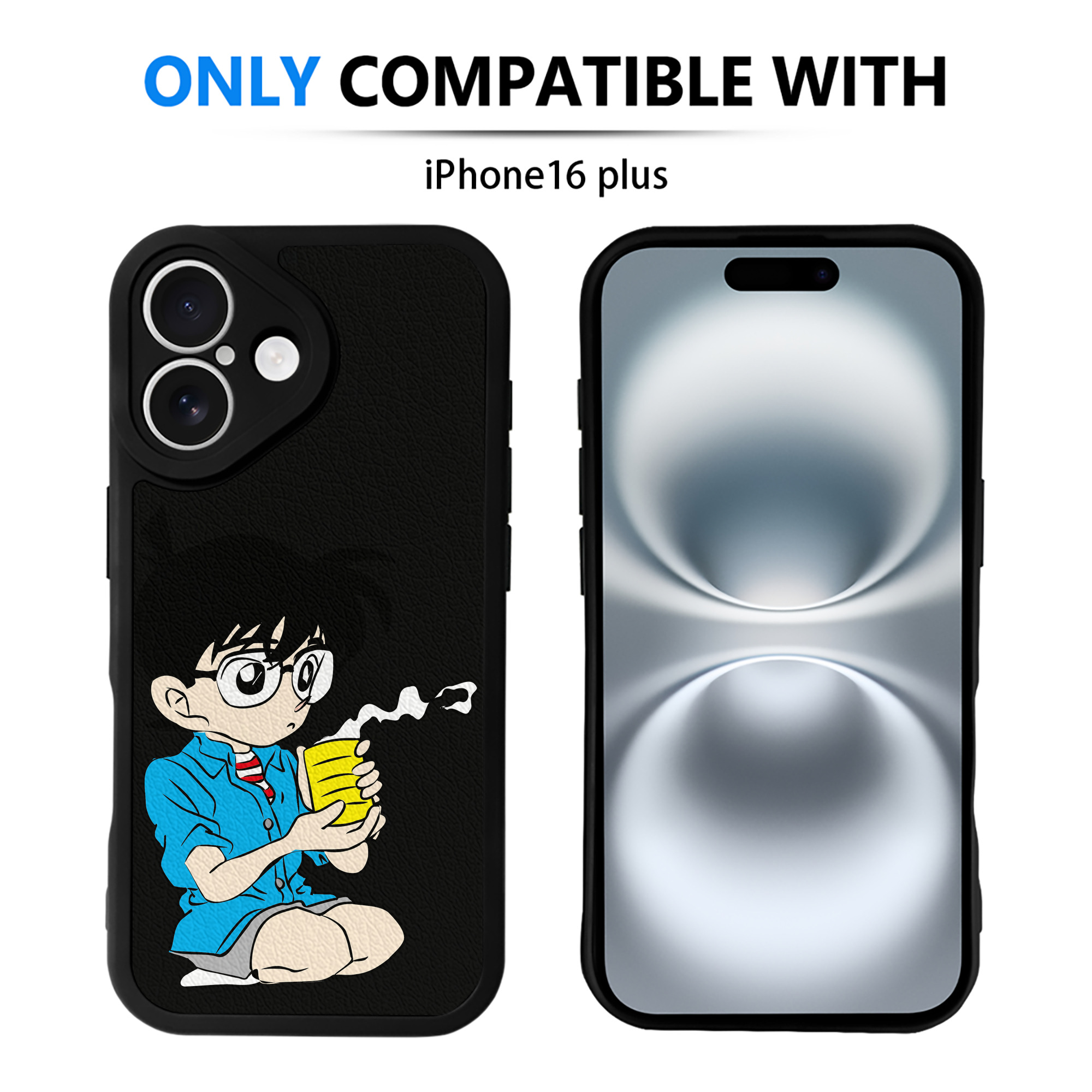 （画像用） 名探偵コナン 江戸川 コナン Detective Conan Conan Edogawa 【iPhone 16シリーズ対応】シリコンスマホケース（レザー調） 材質：シリコン